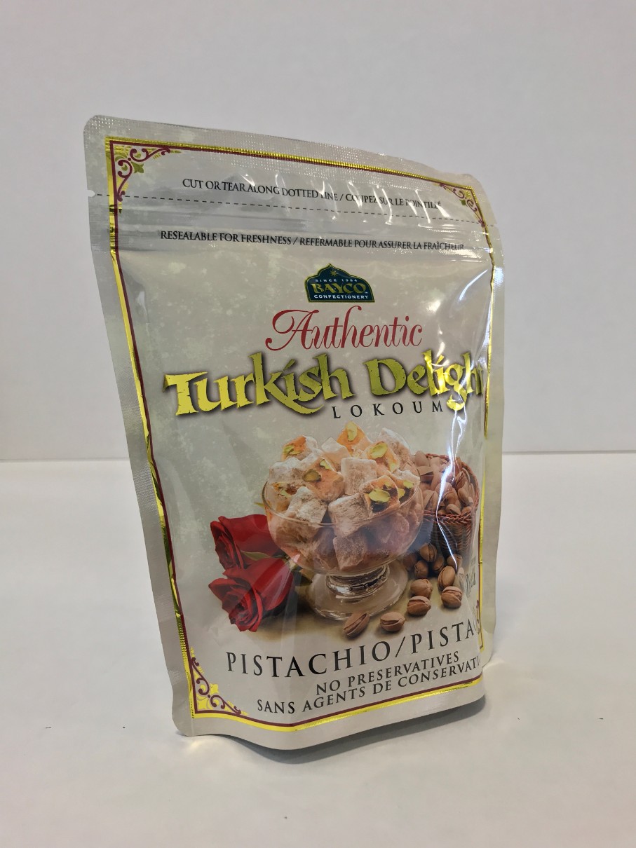 Pistachio Turkish Delight 300G Pouch 10 Bags - Bayco Confectionery